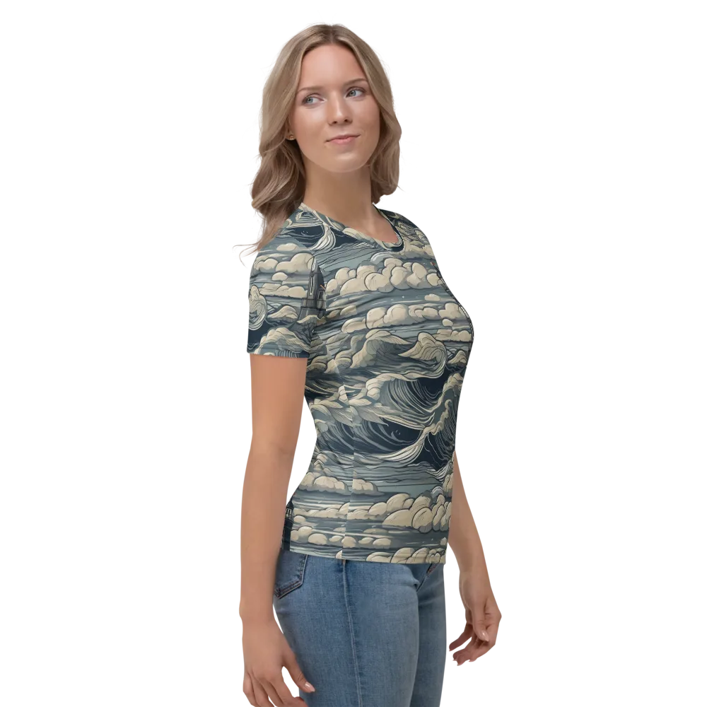 Stormwatch Lighthouse on Women's Crew Neck T-Shirt — Right