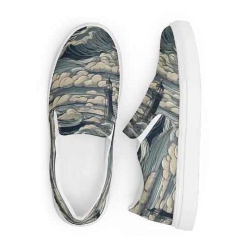 Stormwatch Lighthouse on a Men's Slip-On Canvas Shoes