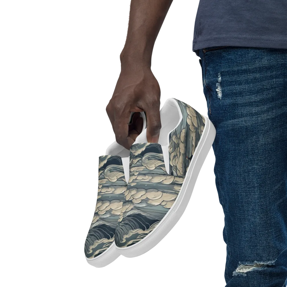 Stormwatch Lighthouse on Men's Slip-On Canvas Shoes — Left Front