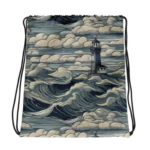 Stormwatch Lighthouse on a Drawstring Bag