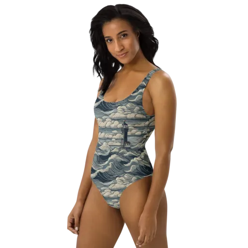 Stormwatch Lighthouse on a One-Piece Swimsuit