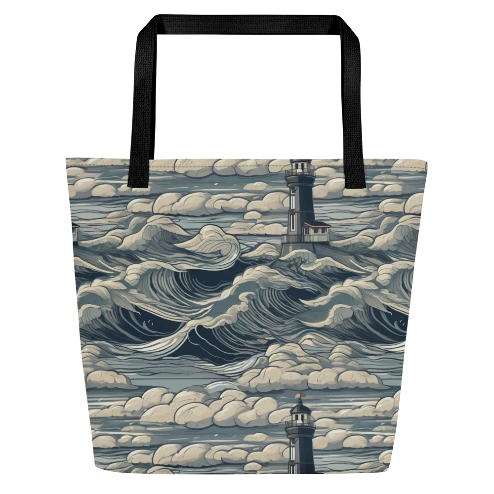 Stormwatch Lighthouse on Large Tote Bag W/ Pocket — Front