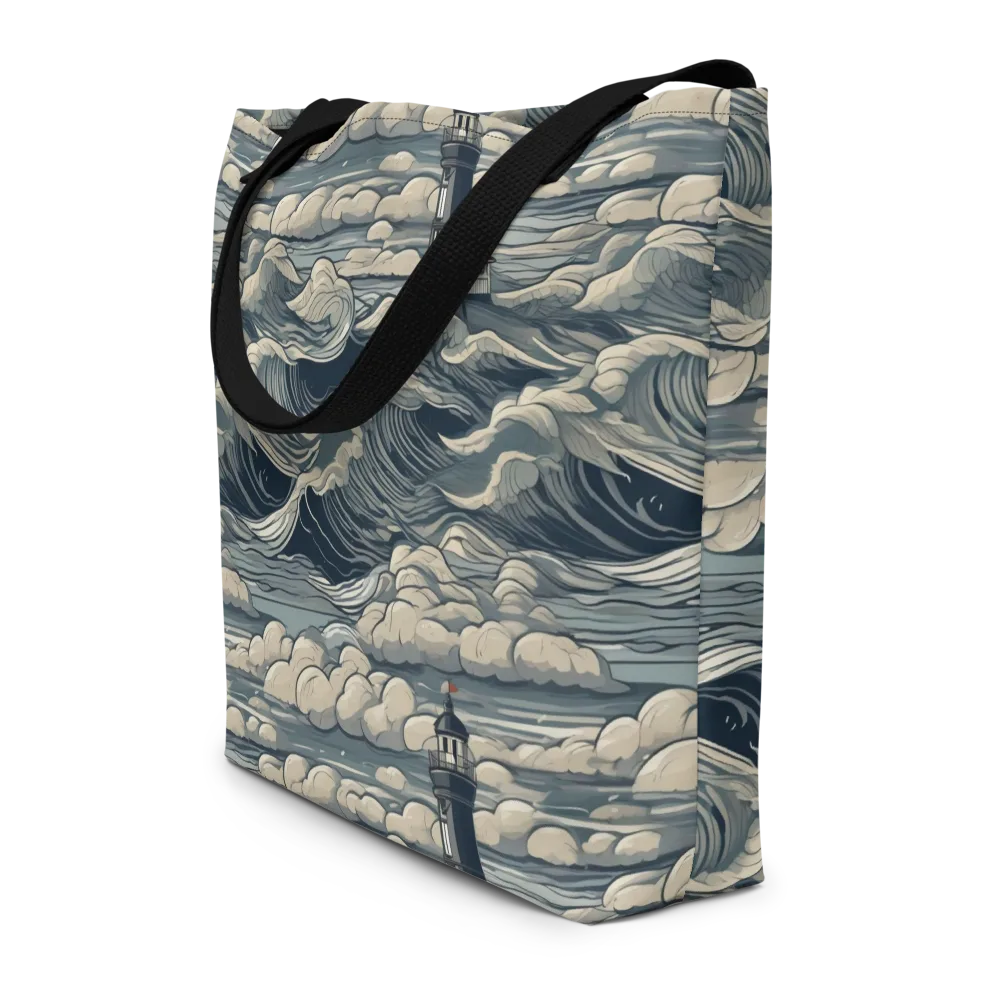 Stormwatch Lighthouse on Large Tote Bag W/ Pocket — Front