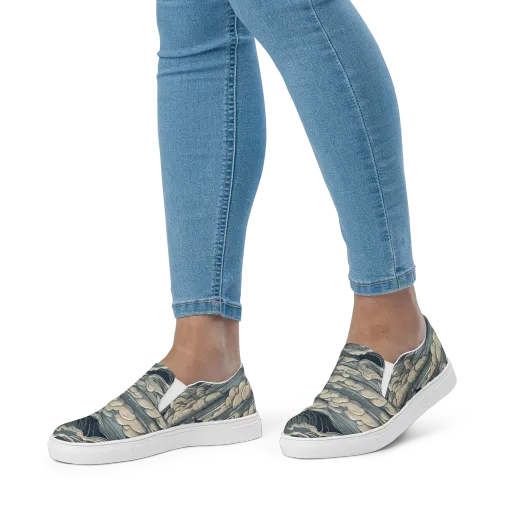 Stormwatch Lighthouse on a Women's Slip-On Canvas Shoes