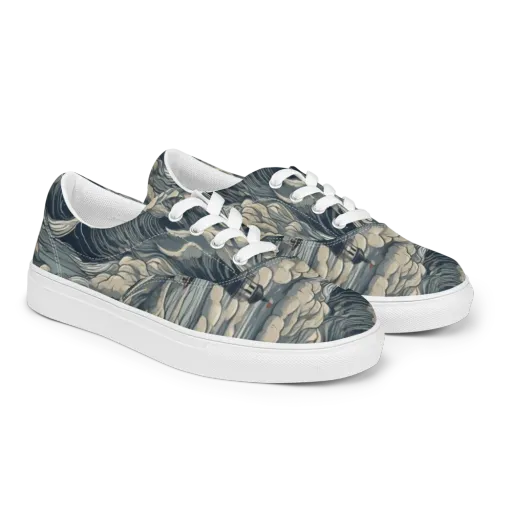 Stormwatch Lighthouse on a Men's Lace-Up Canvas Shoes