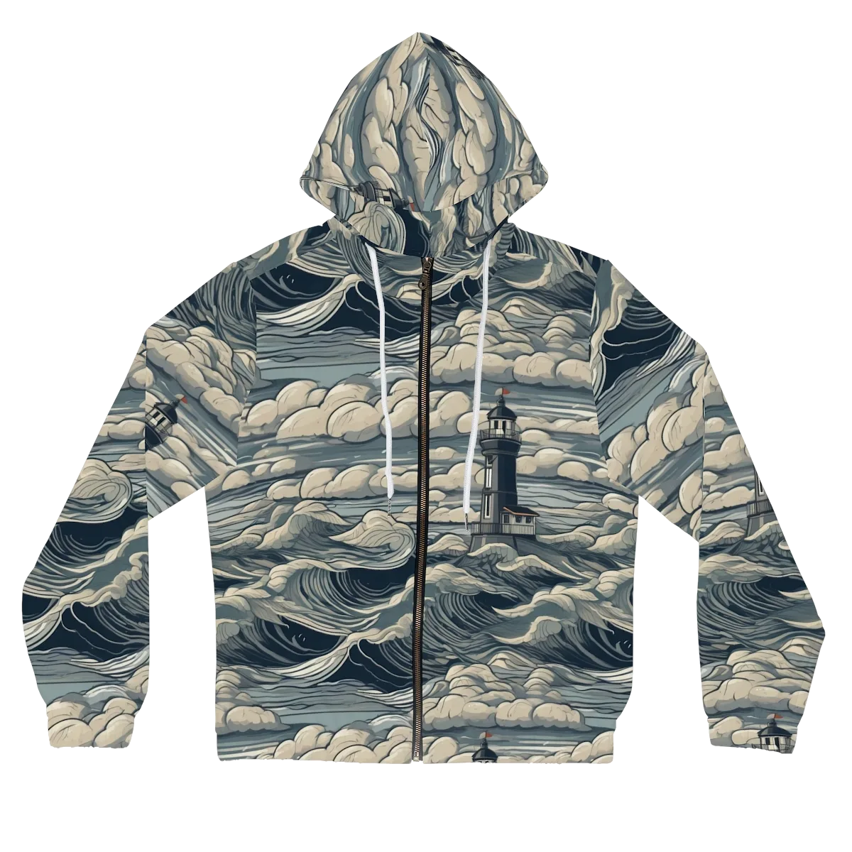 Stormwatch Lighthouse on Women's Full-Zip Hoodie — Front