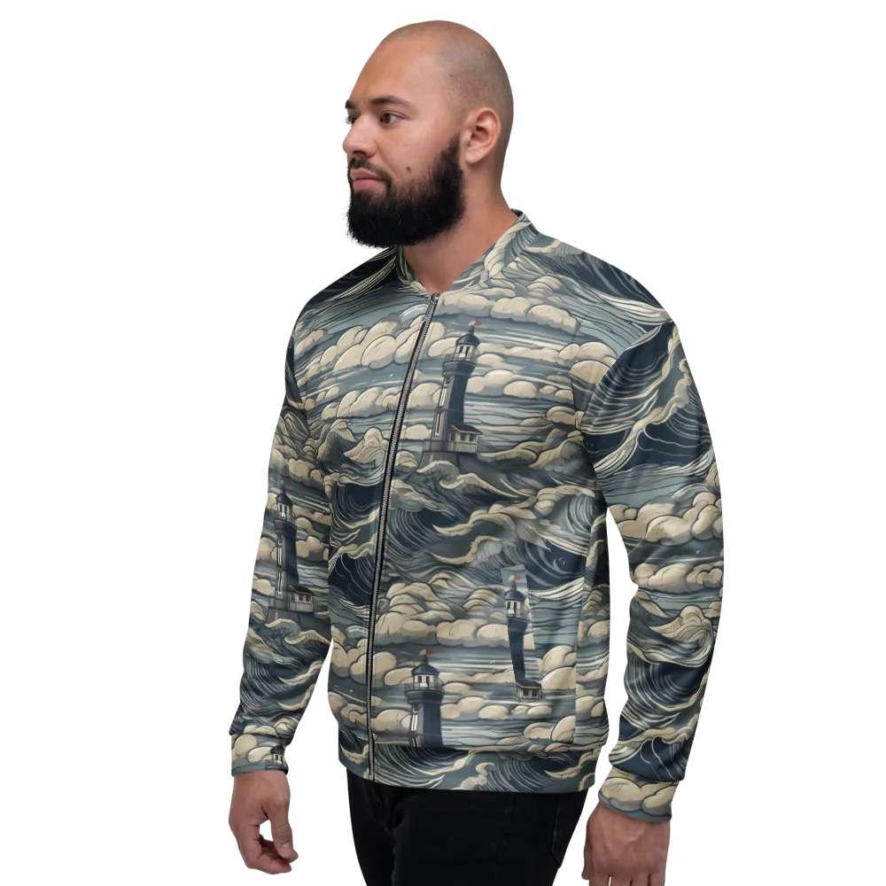 Stormwatch Lighthouse on Bomber Jacket — Left