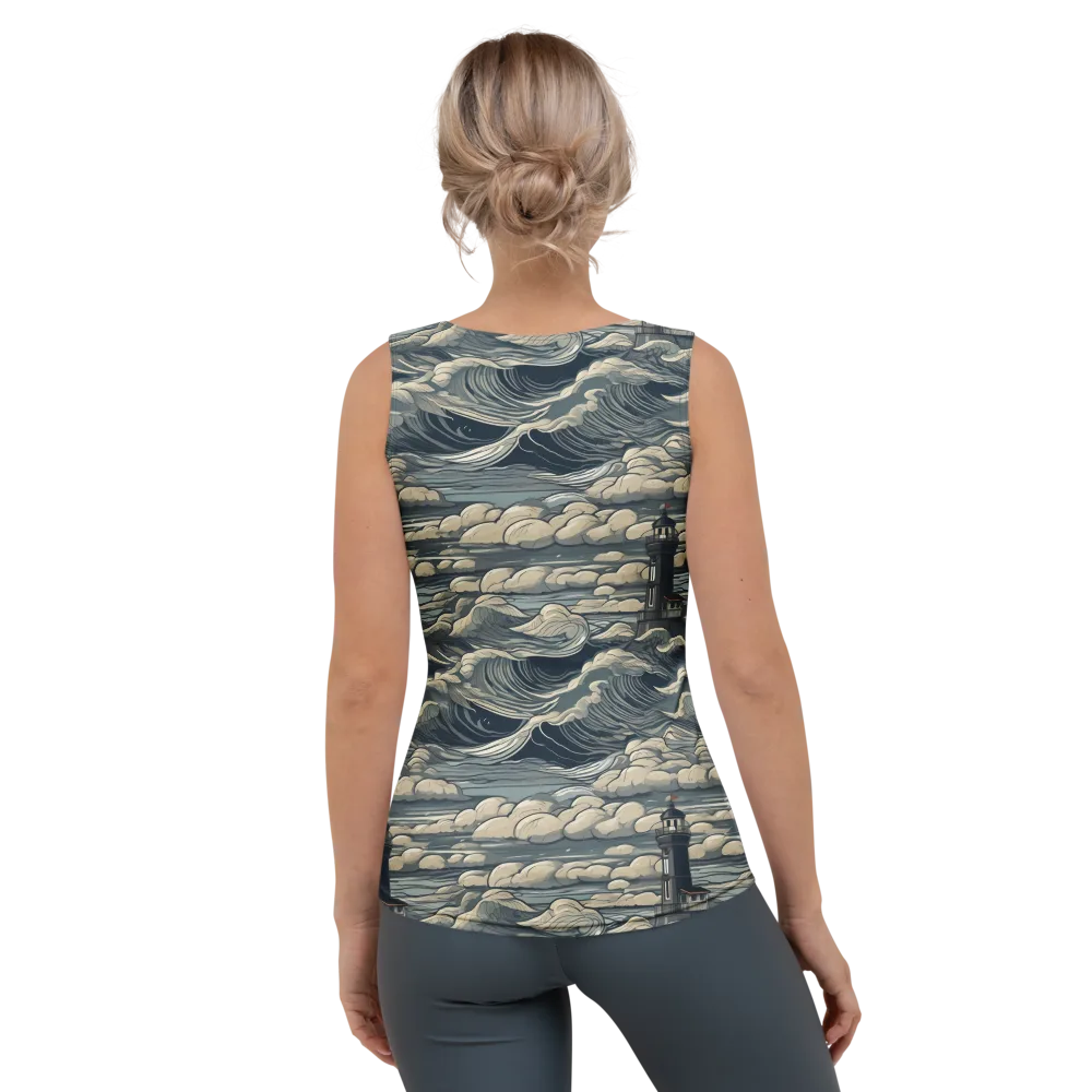 Stormwatch Lighthouse on Women's Tank Top — Back