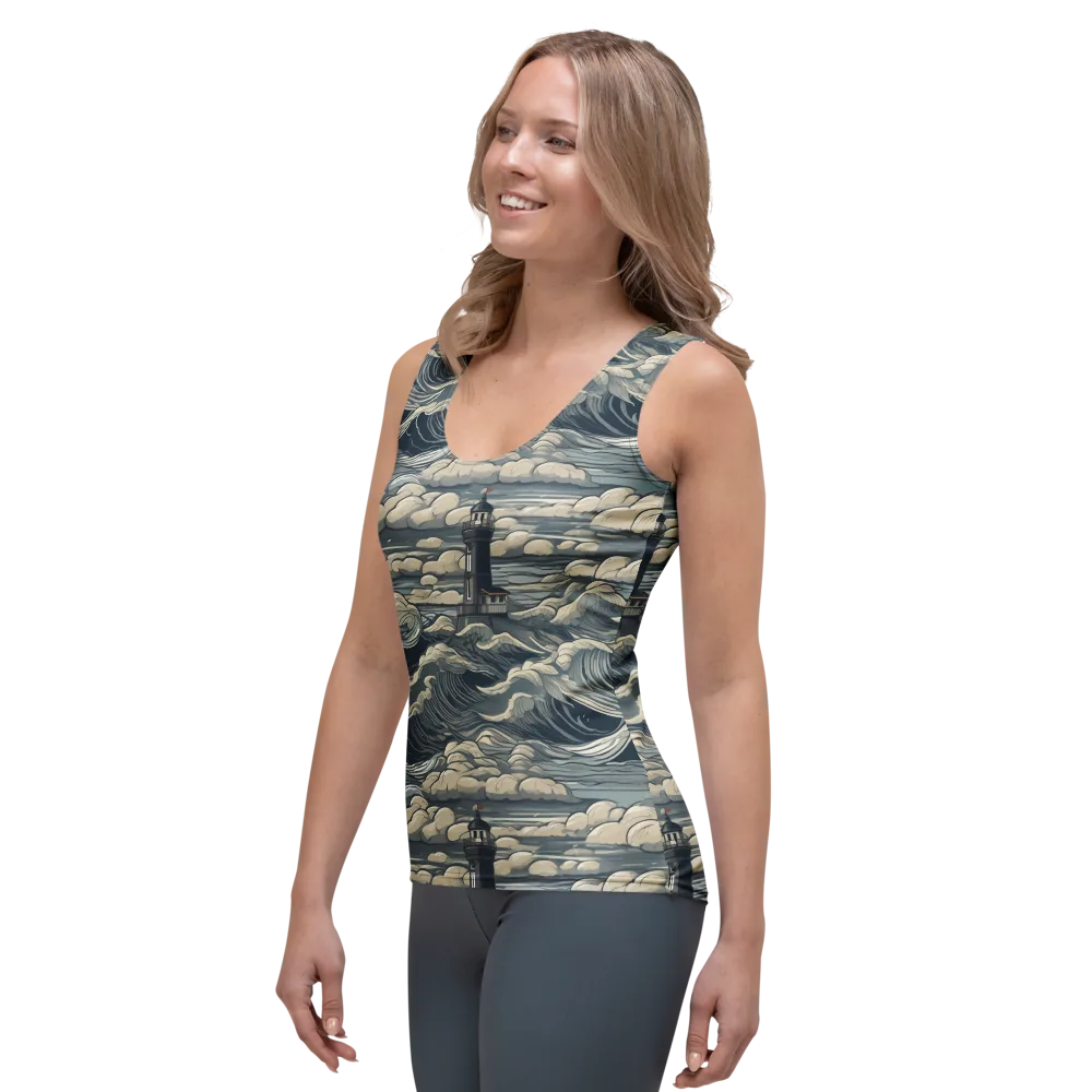 Stormwatch Lighthouse on Women's Tank Top — Left Front