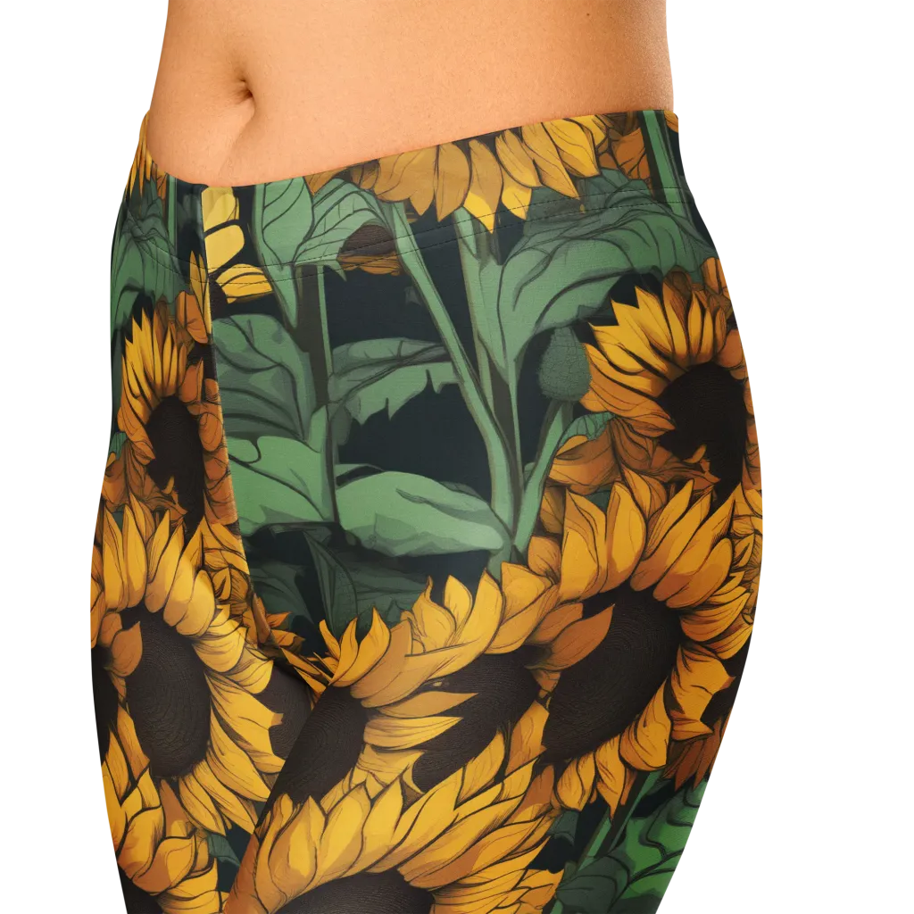 Golden Canopy on Capri Leggings — Zoomed-in