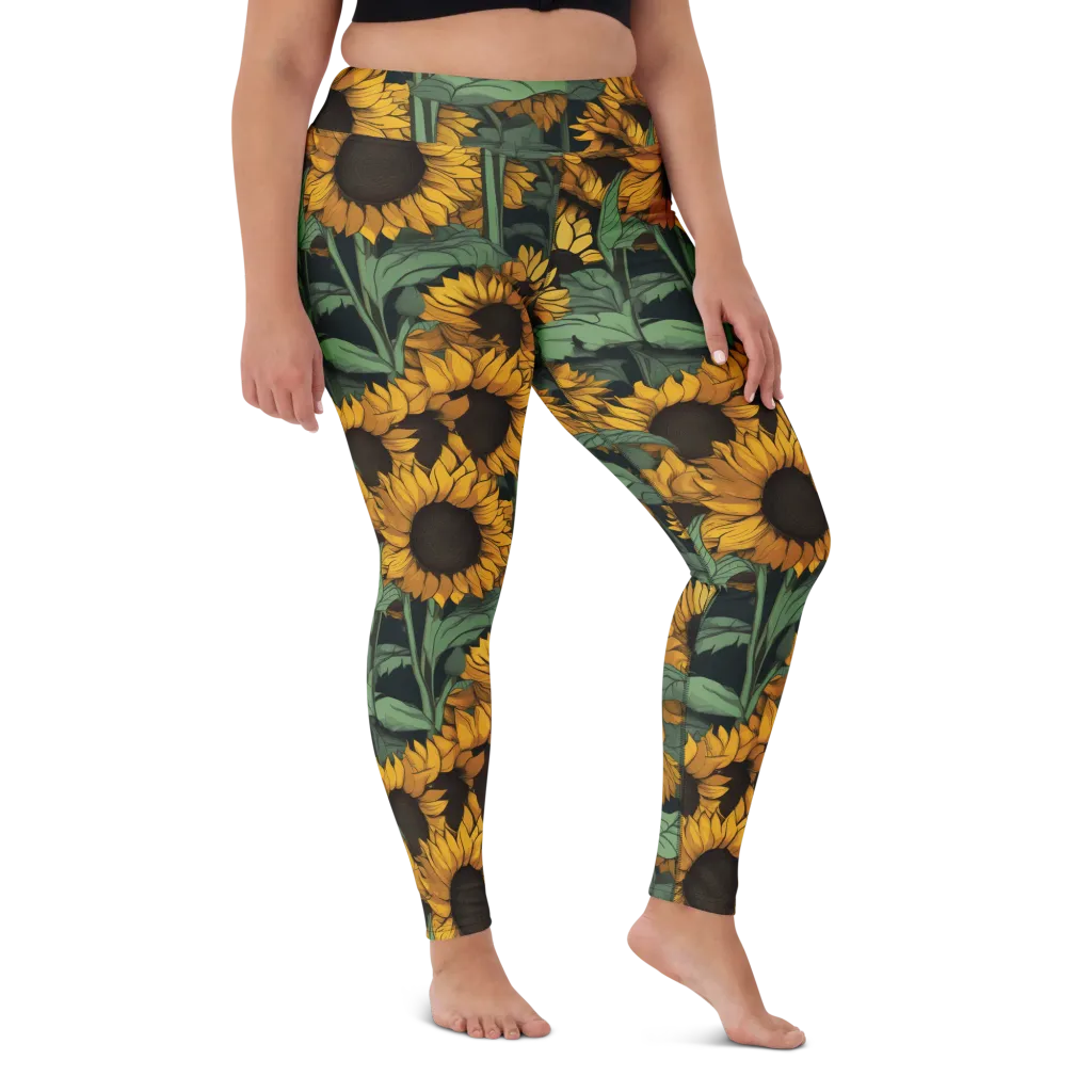 Golden Canopy on Yoga Leggings — Front