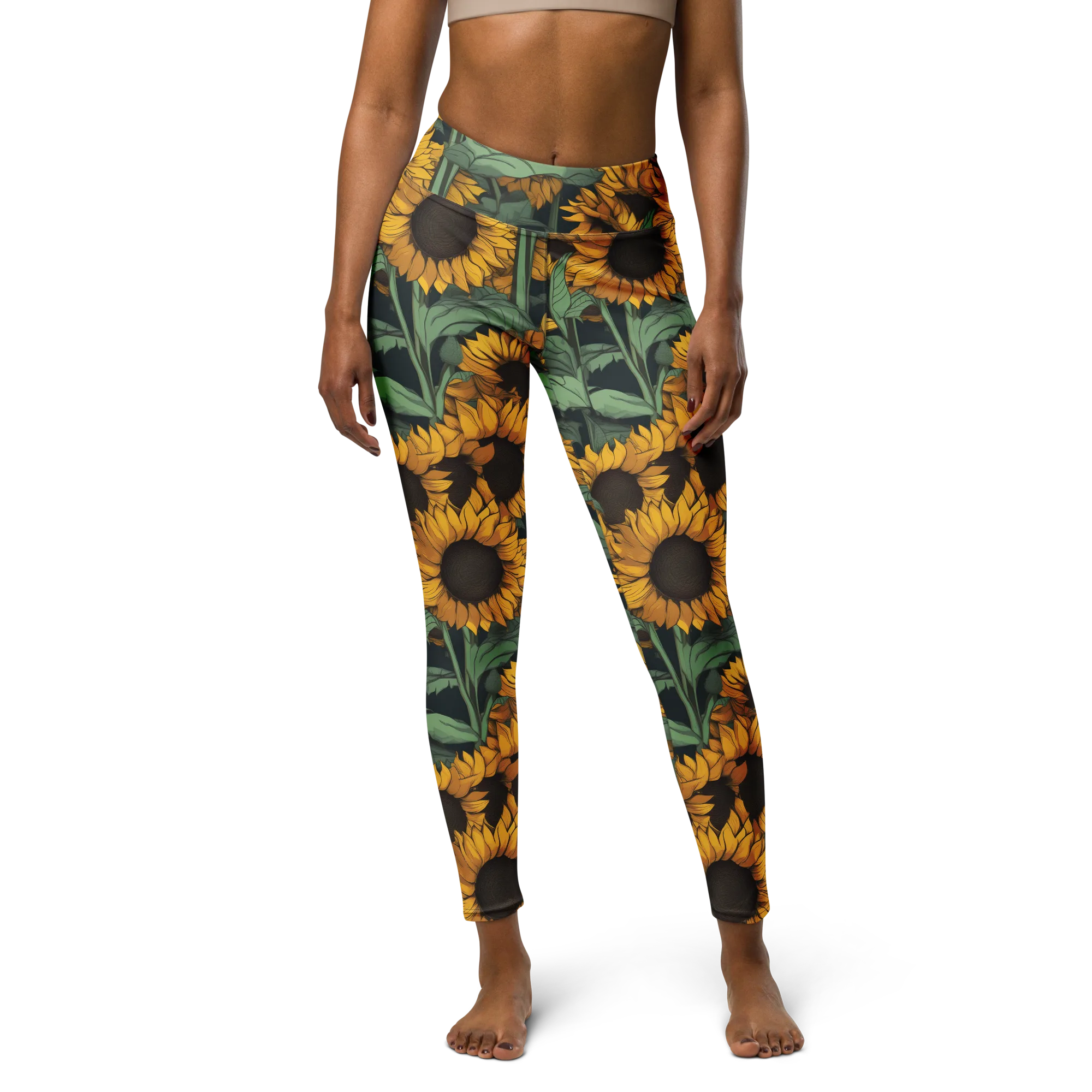 Golden Canopy on Yoga Leggings — Front