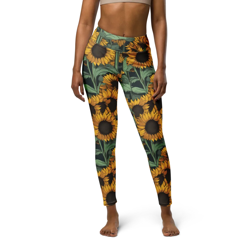 Golden Canopy on Yoga Leggings — Front