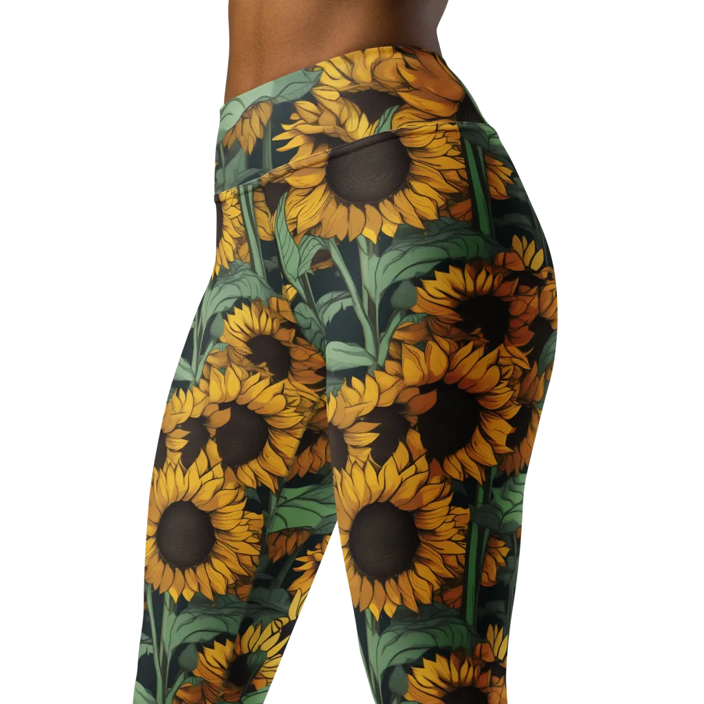 Golden Canopy on Yoga Leggings — Left Front