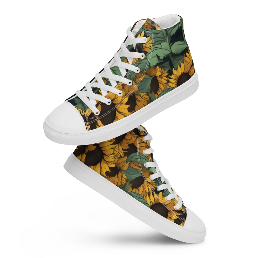 Golden Canopy on Men's High Top Canvas Shoes — Front