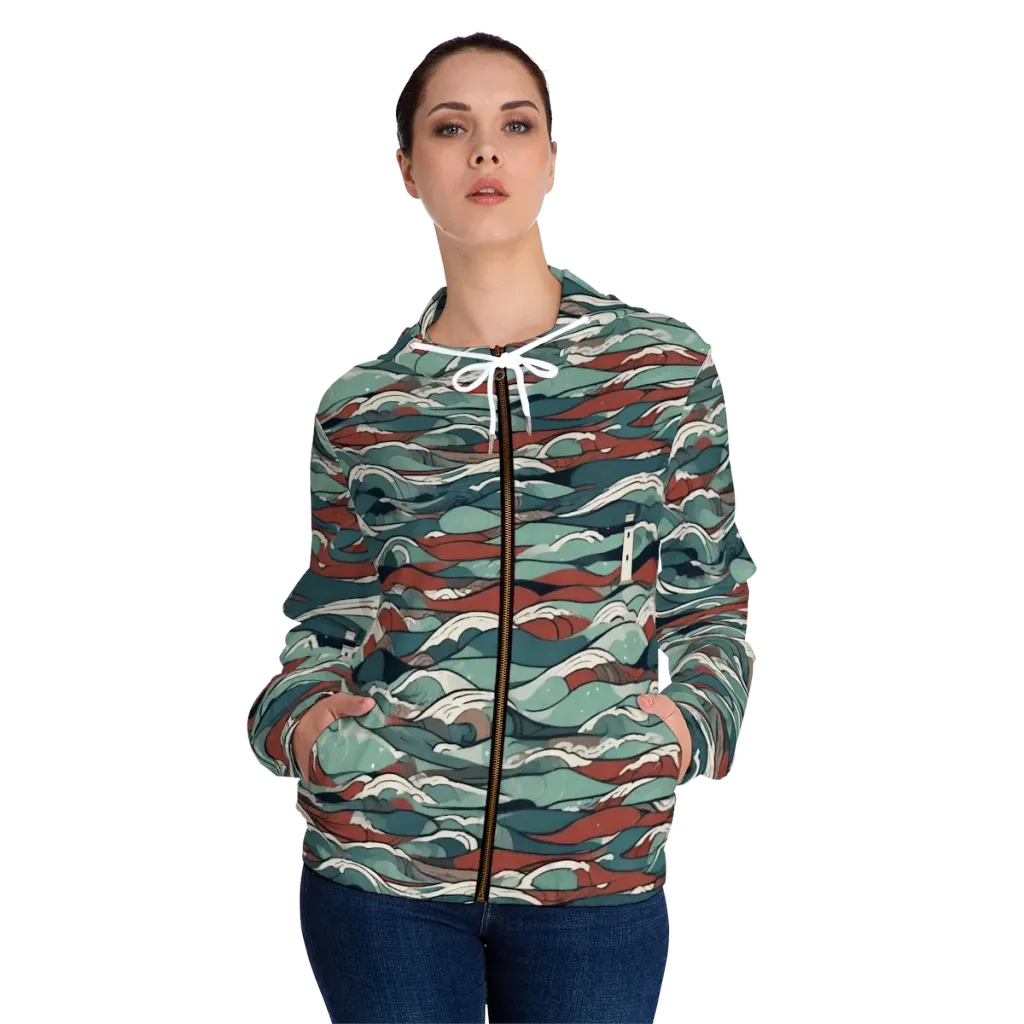 Tidewatch on Women's Full-Zip Hoodie — Front On Person