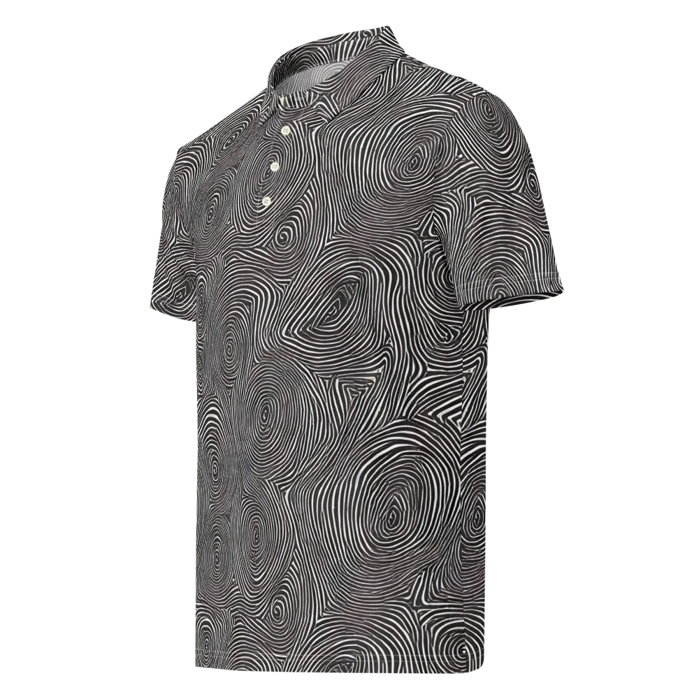 Obsidian Rings on Men's Slim Fit Polo Shirt — Left Front