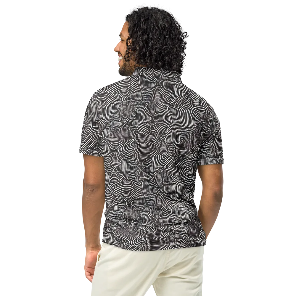 Obsidian Rings on Men's Slim Fit Polo Shirt — Back
