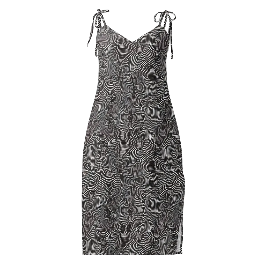 Obsidian Rings on Slip Dress — Front