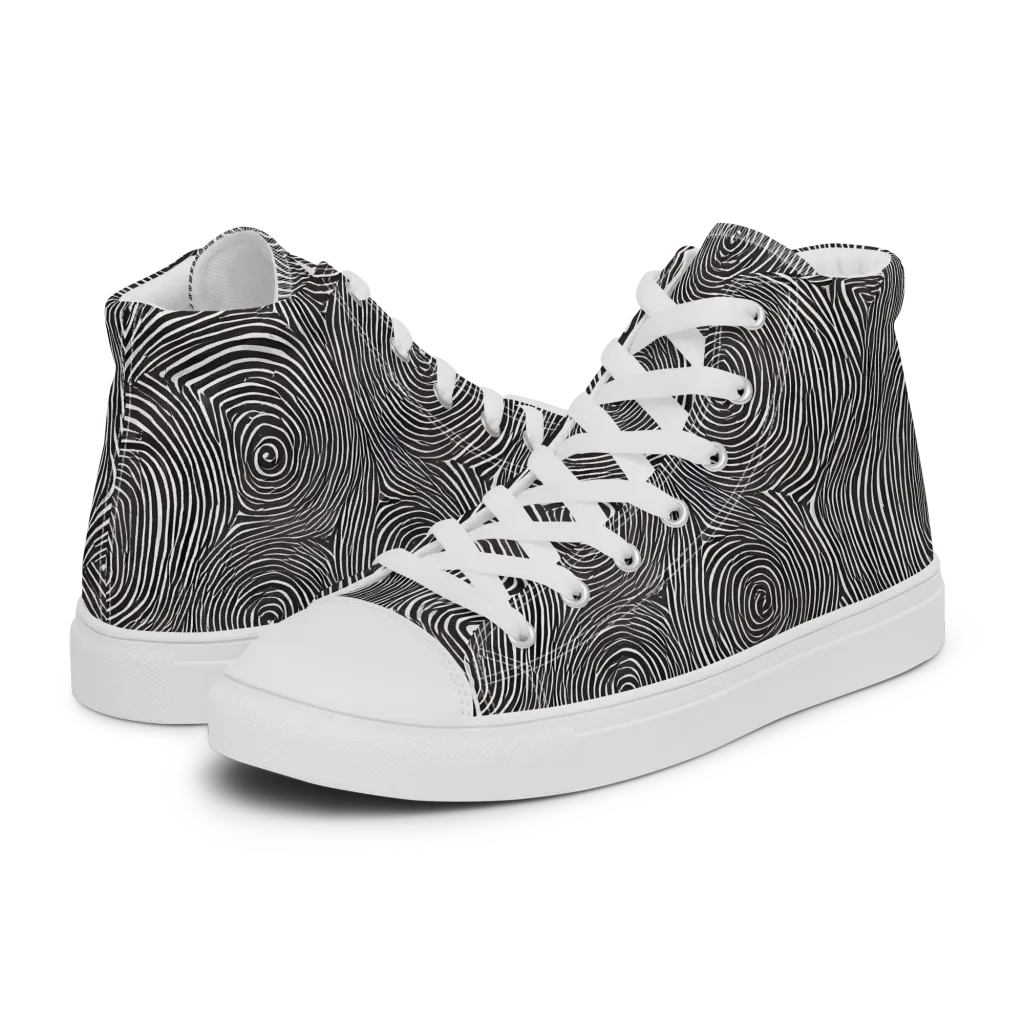 Obsidian Rings on Men's High Top Canvas Shoes — Left