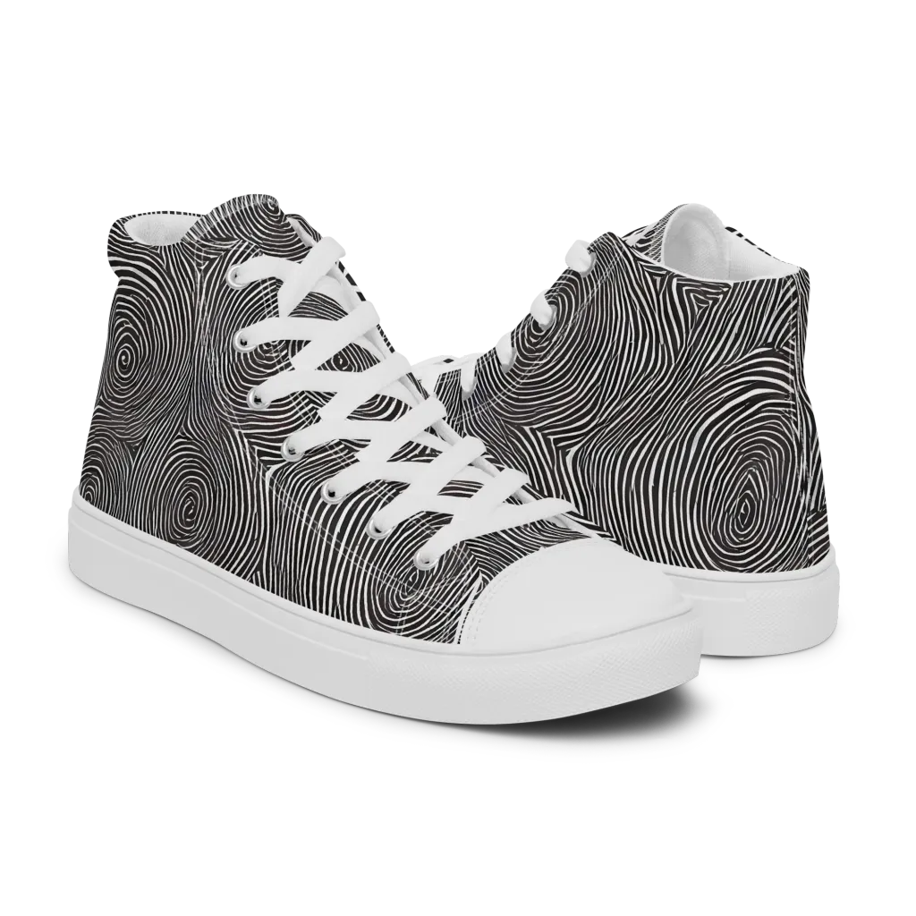 Obsidian Rings on Men's High Top Canvas Shoes — Right