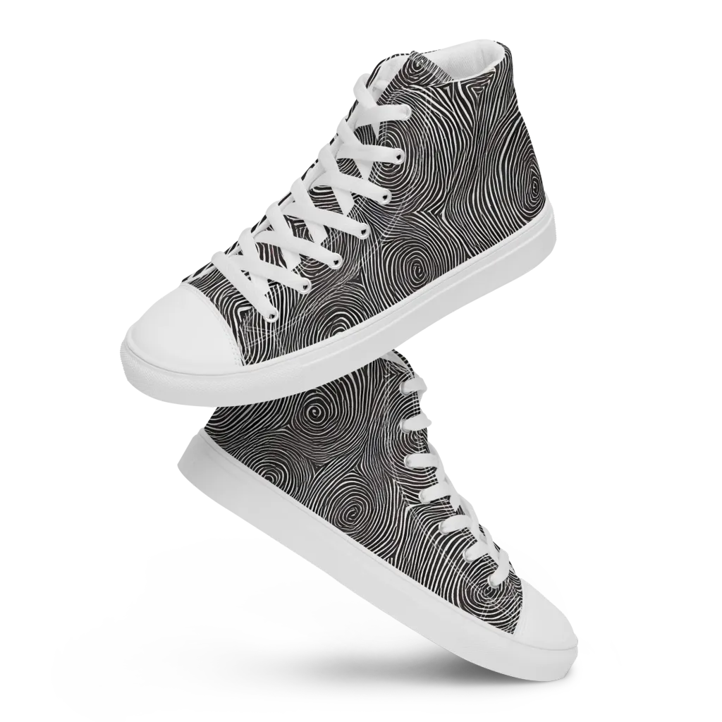 Obsidian Rings on Men's High Top Canvas Shoes — Front