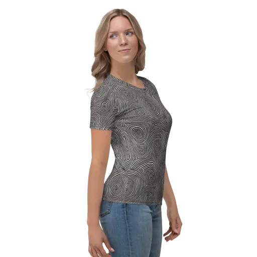 Obsidian Rings on a Women's Crew Neck T-Shirt