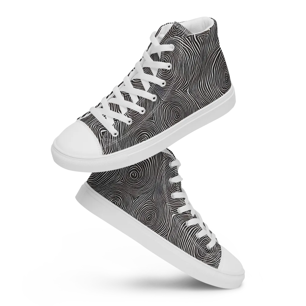 Obsidian Rings on Women's High Top Canvas Shoes — Front