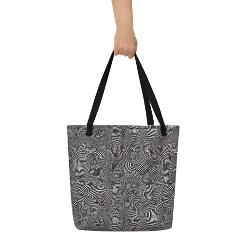 Obsidian Rings on a Large Tote Bag W/ Pocket