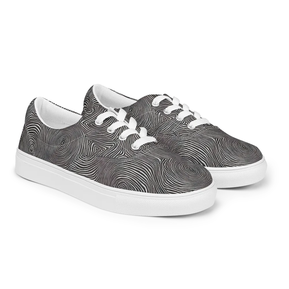 Obsidian Rings on Men's Lace-Up Canvas Shoes — Right Front