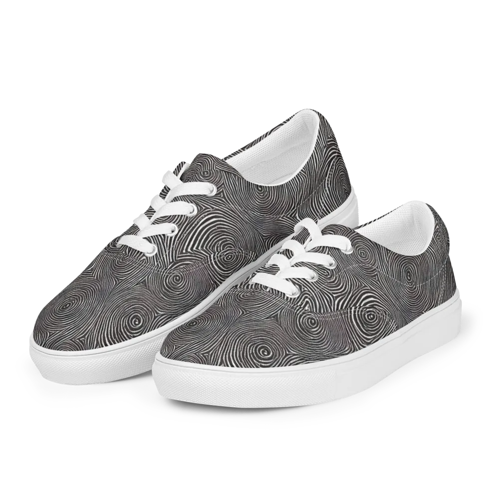 Obsidian Rings on Men's Lace-Up Canvas Shoes — Left Front