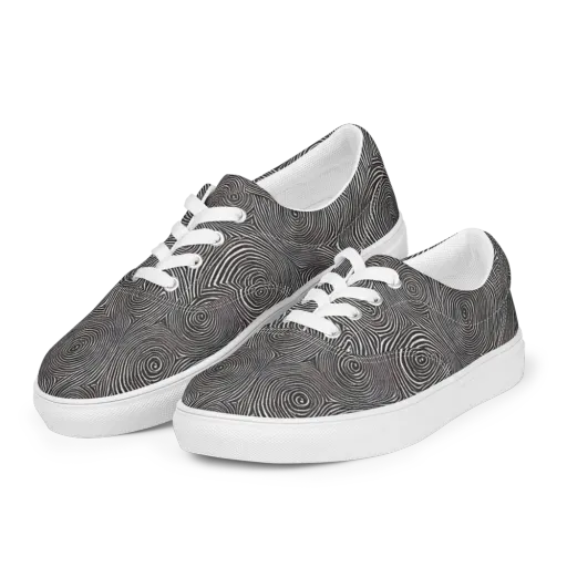 Obsidian Rings on a Men's Lace-Up Canvas Shoes