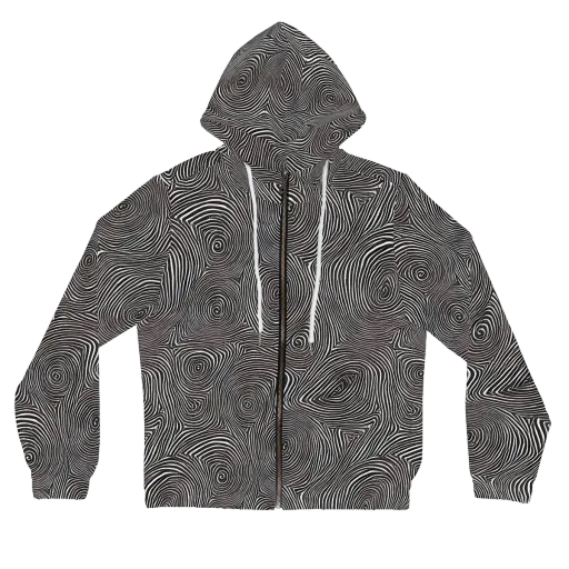 Obsidian Rings on a Women's Full-Zip Hoodie