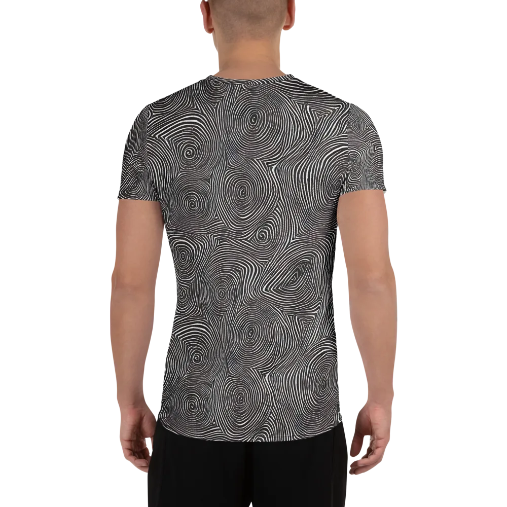 Obsidian Rings on Men's Athletic T-Shirt — Back