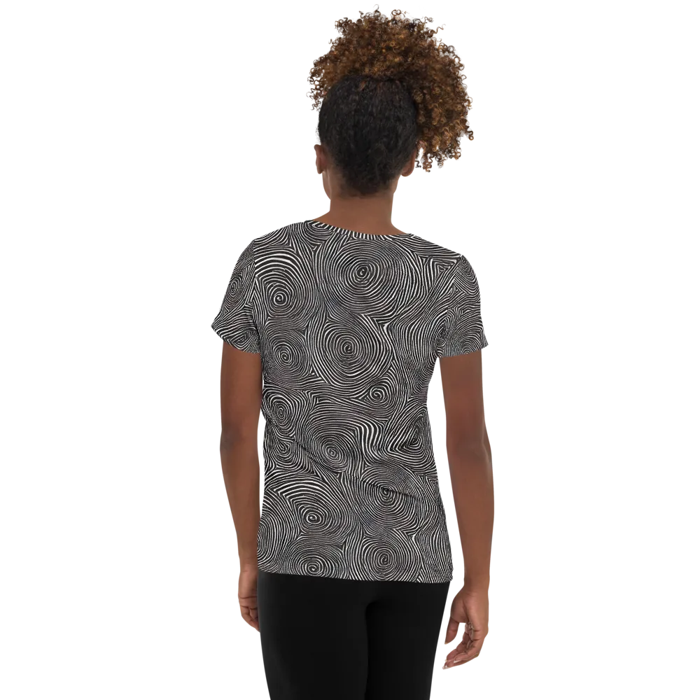 Obsidian Rings on Women's Athletic T-Shirt — Back