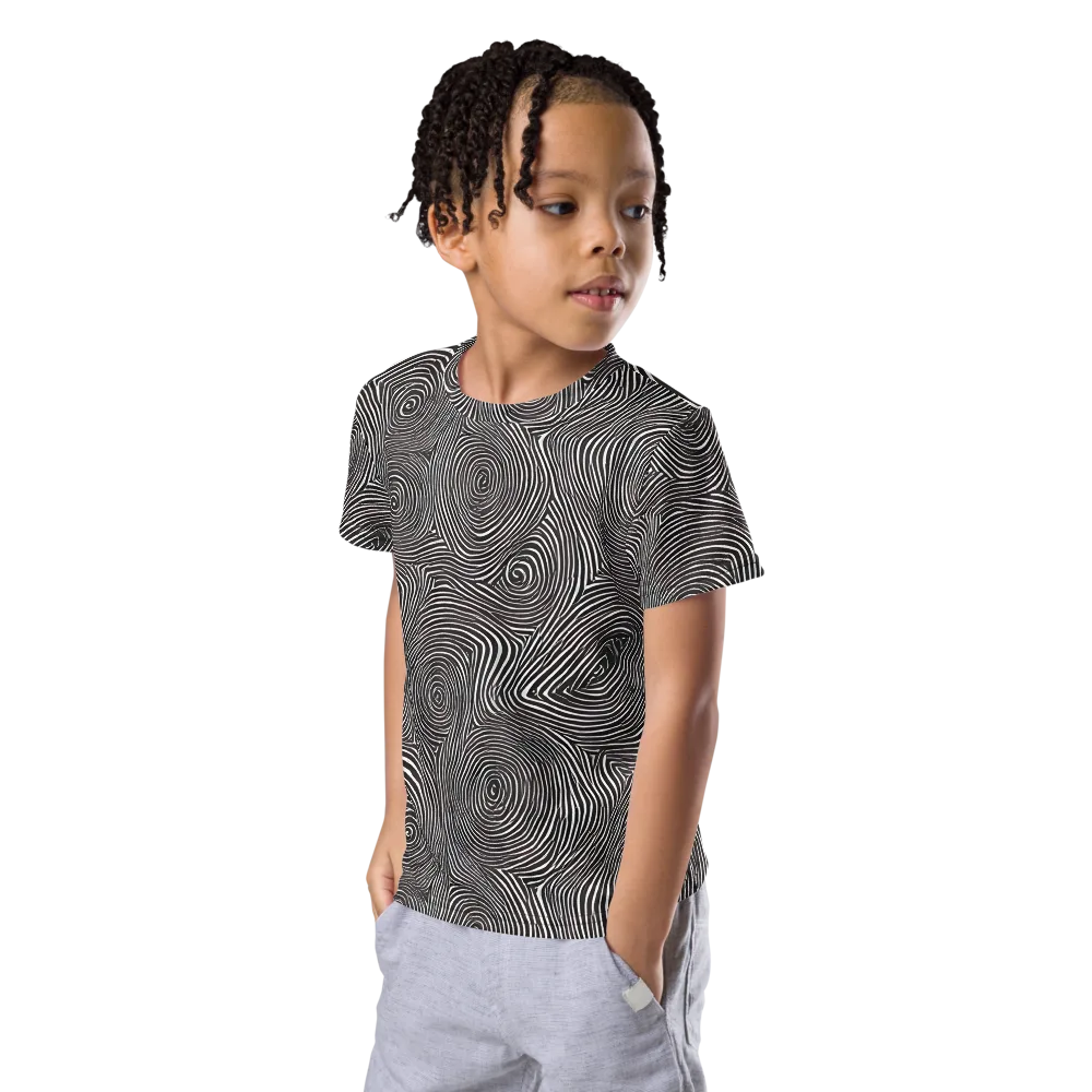 Obsidian Rings on Kids Crew Neck T-Shirt — Left Front