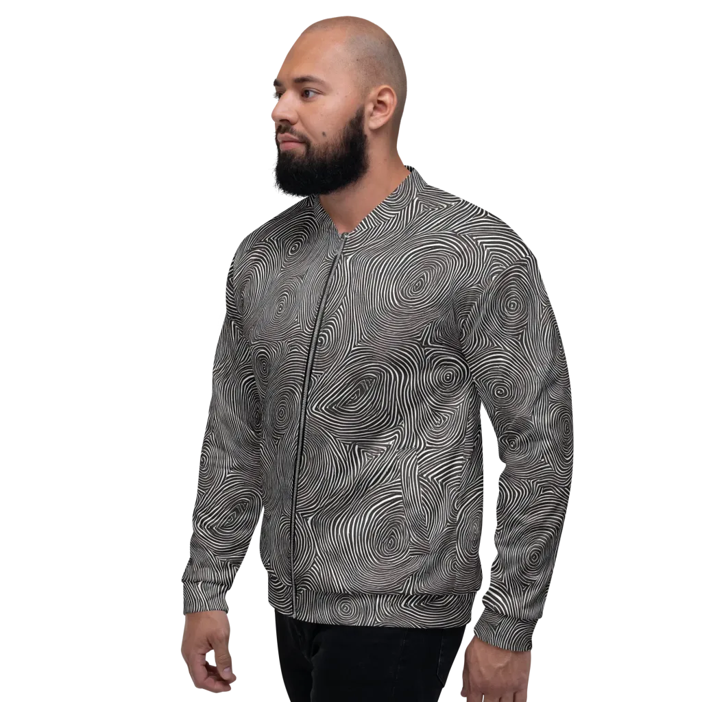 Obsidian Rings on Bomber Jacket — Left
