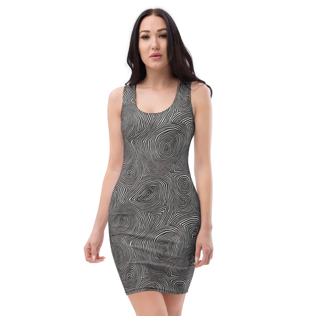 Obsidian Rings on Bodycon Dress — Front