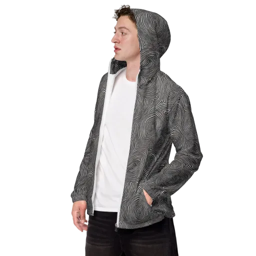 Obsidian Rings on a Men's Windbreaker