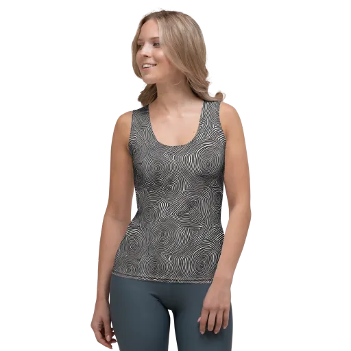 Obsidian Rings on a Women's Tank Top