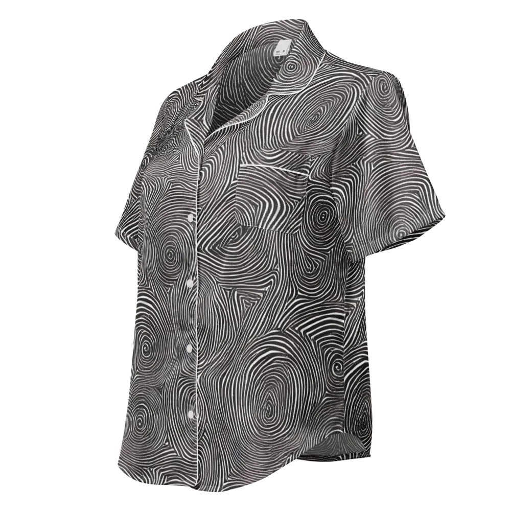 Obsidian Rings on Women's Short Sleeve Pajama Top — Left Front