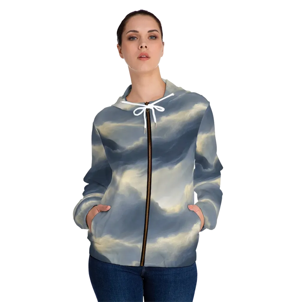 Cloudwater on Women's Full-Zip Hoodie — Front On Person