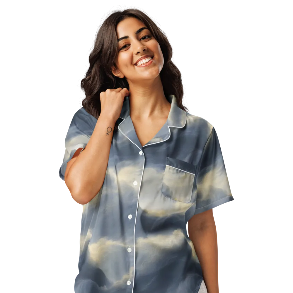 Cloudwater on Women's Short Sleeve Pajama Top — Front