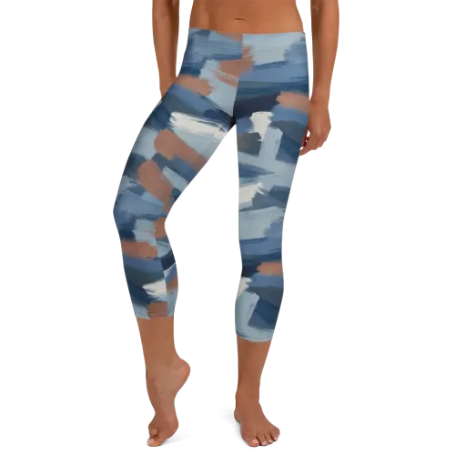 Indigo Brush Current on a Capri Leggings
