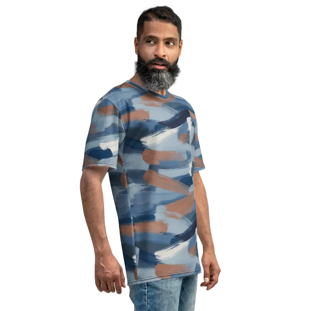 Indigo Brush Current on Men's Crew Neck T-Shirt — Right