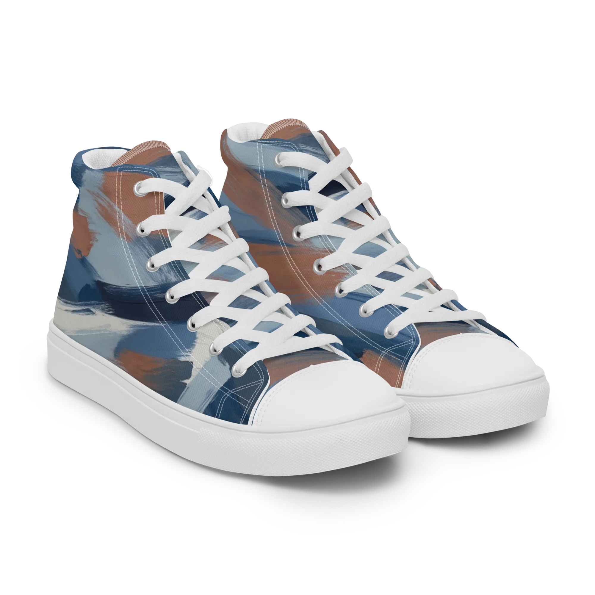 Indigo Brush Current on Men's High Top Canvas Shoes — Right Front