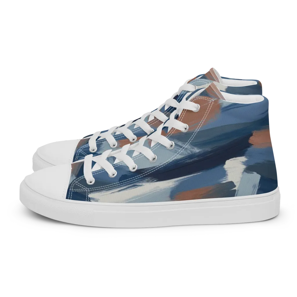 Indigo Brush Current on Men's High Top Canvas Shoes — Left