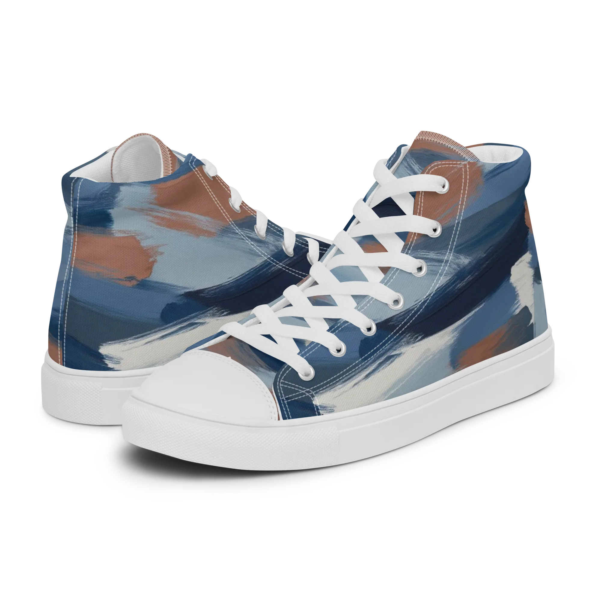 Indigo Brush Current on Men's High Top Canvas Shoes — Left