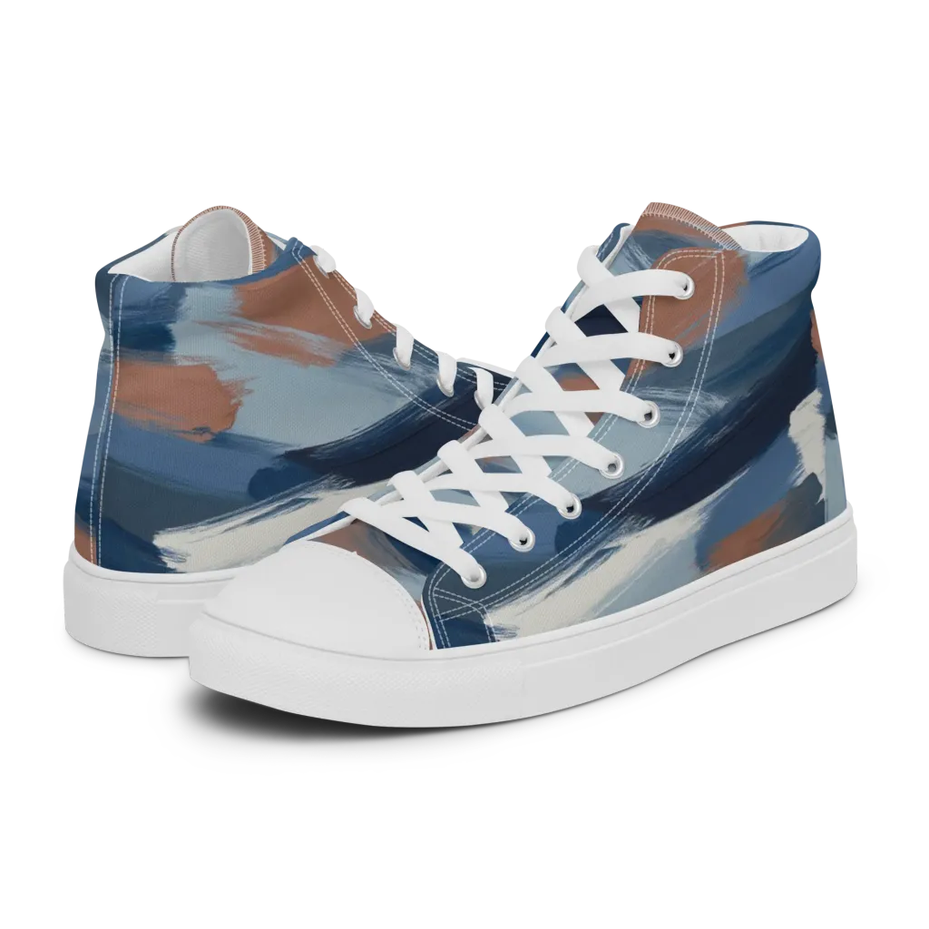 Indigo Brush Current on Men's High Top Canvas Shoes — Left