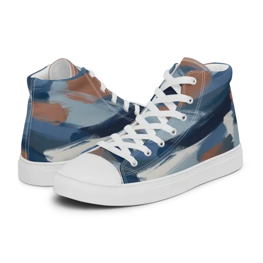 Indigo Brush Current on a Men's High Top Canvas Shoes